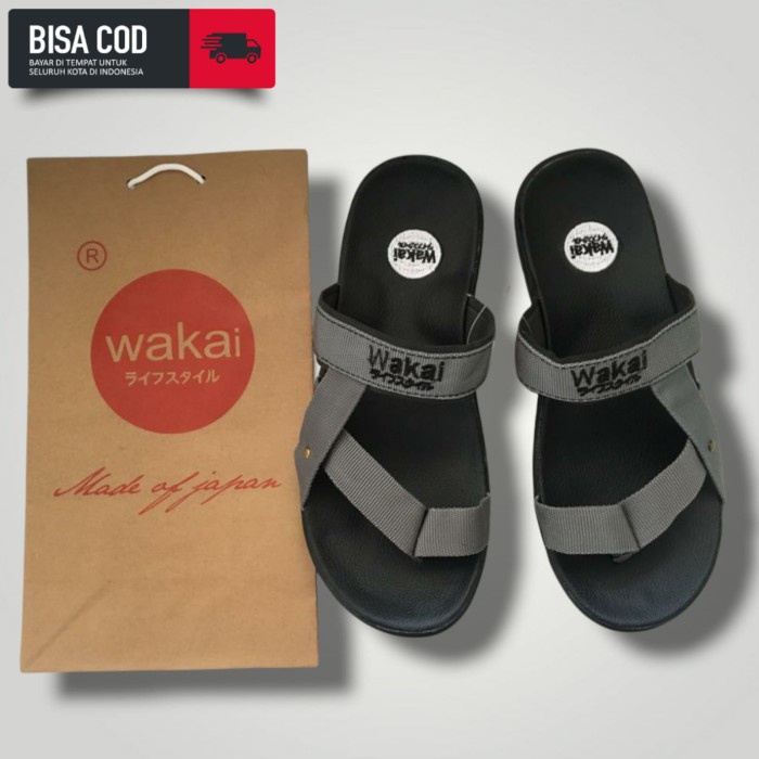 DRB Sandal Pria Jepit Gunung + Sendal Wakai + Bahan Tali Sole TPR Original - HITAM ABU, 41
