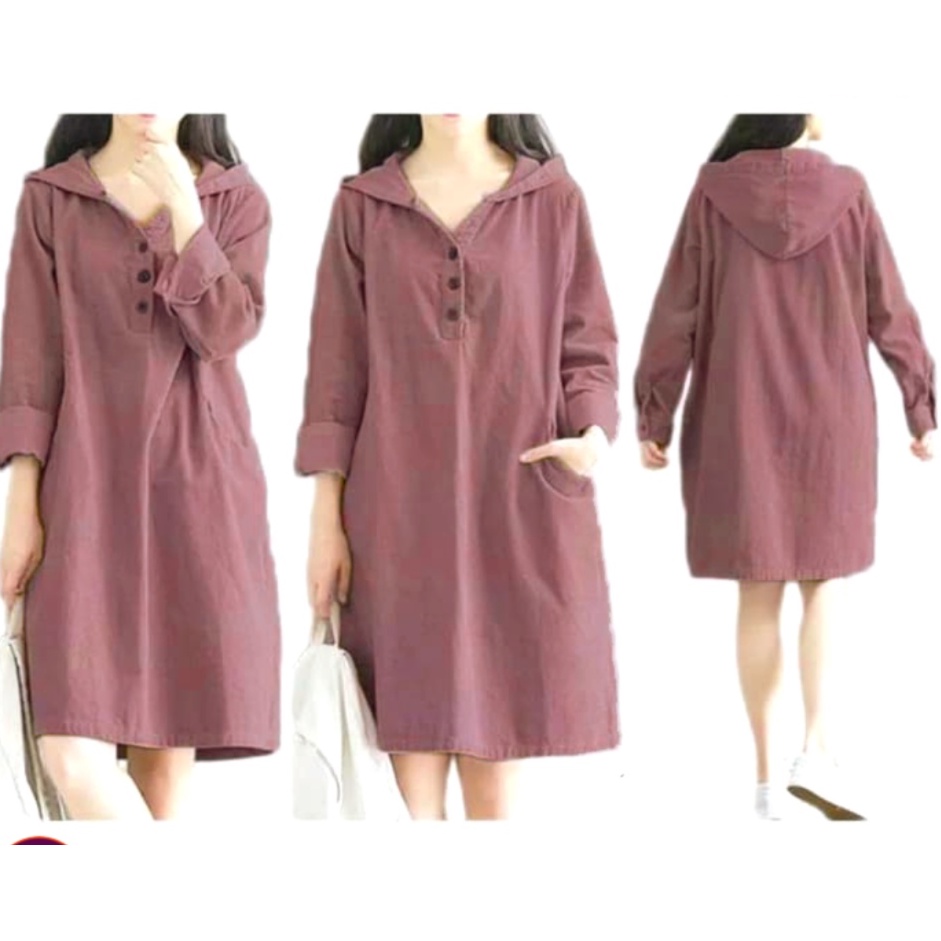 Tunic TERMURAH TERLARIS//Baju Atasan Wanita TUNIK HOODIE KATUN JEPANG