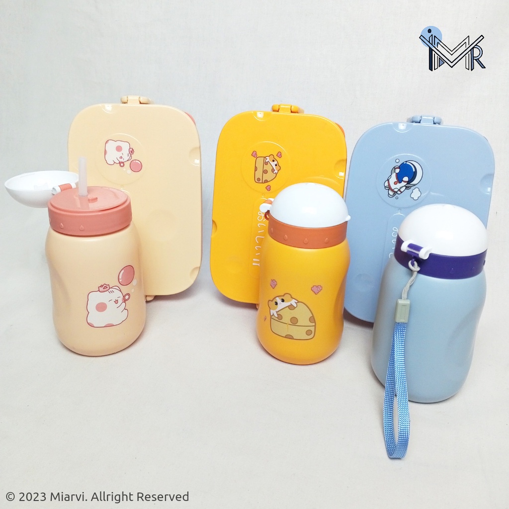 Kotak Makan set Anak Botol Minum / Lunch Box Bekal Anak Karakter Lucu