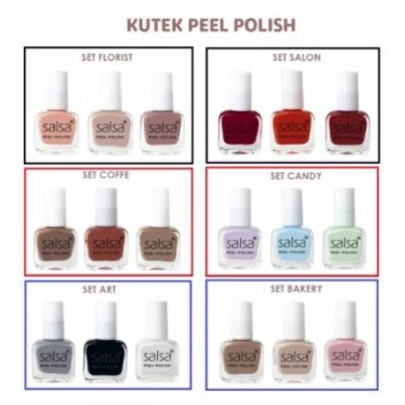 (ANSJ)SALSA Kutek Peel Polish Set 1 Box isi 3 /  Set Kutek Peel Off / Cat Kuku Bisa Kelupas