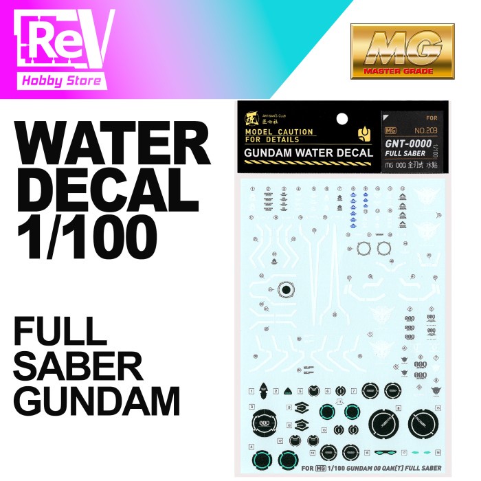 GUNDAM WATER DECAL MG QUANTA FULL SABER MASTER GRADE