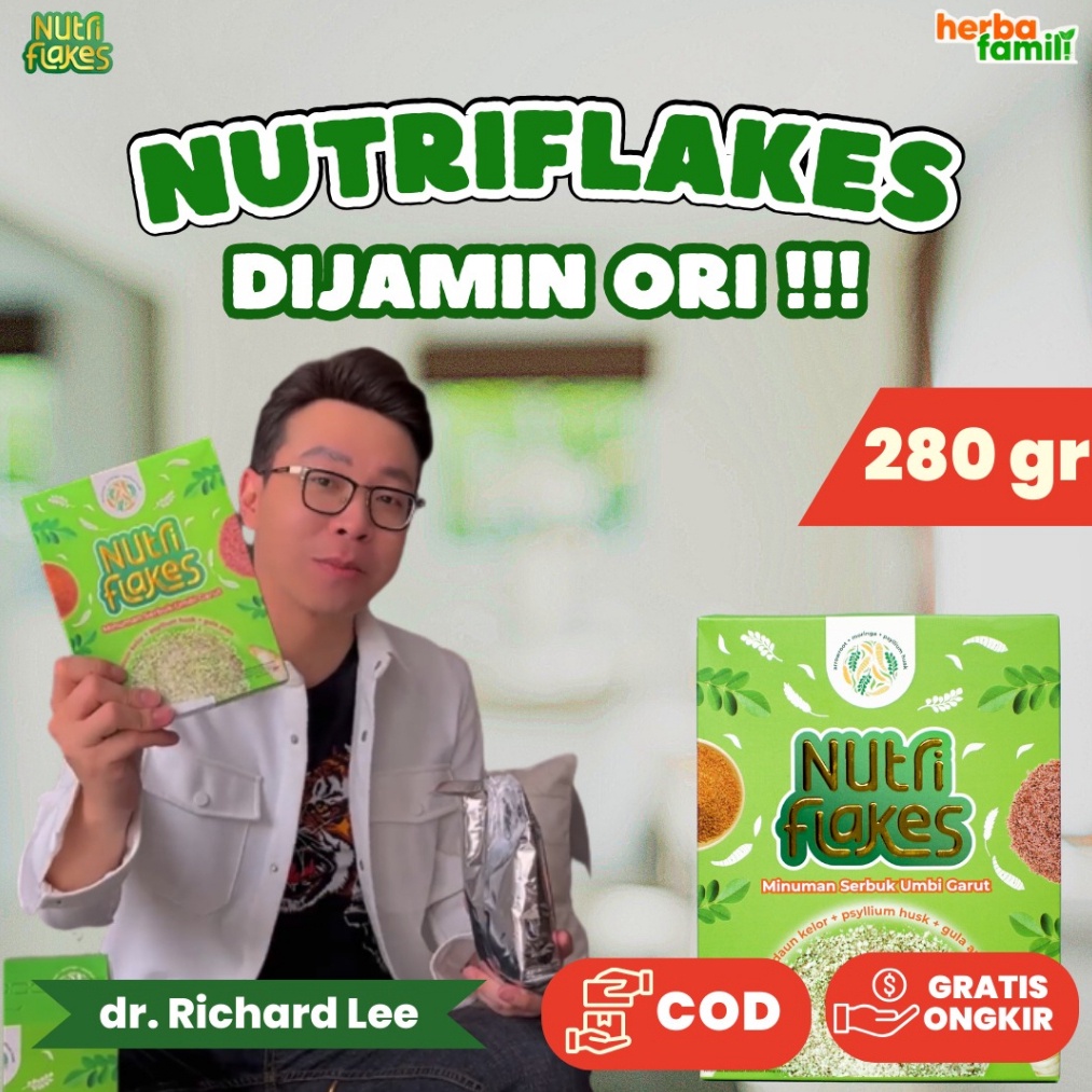 100% ORIGINAL Nutriflakes Sereal Umbi Garut Obat Asam Lambung Atasi Maag Mag Gerd Original Makanan Diet Isi 280gr