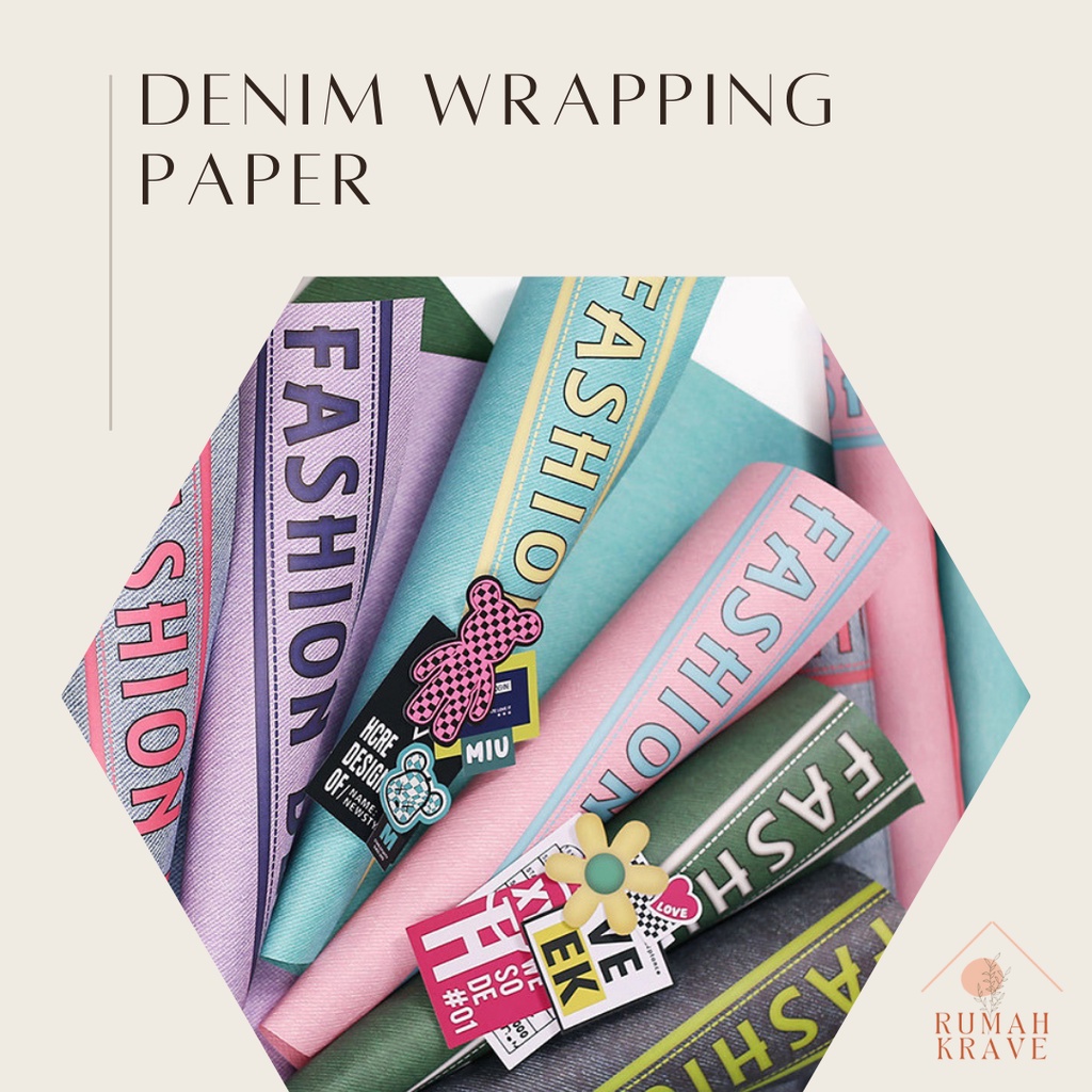 

RUMAH KRAVE - Denim Wrapping Paper Kertas Buket Bunga Kado