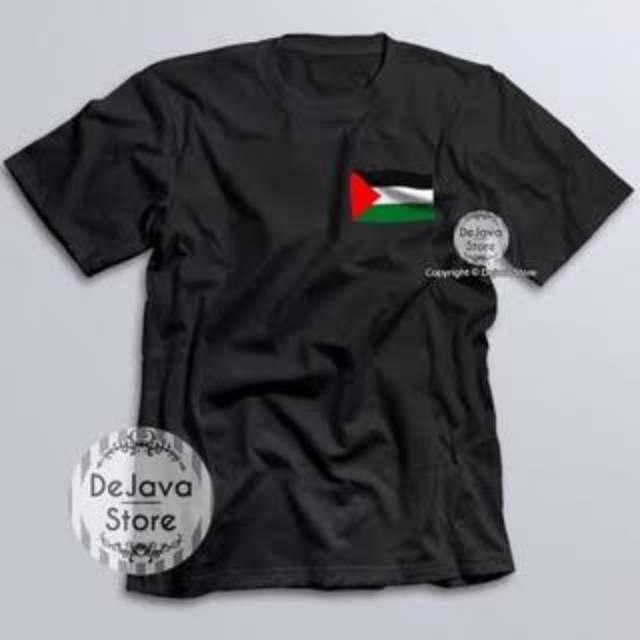 Kaos oblong Logo bendera palestina . Kaos muslim