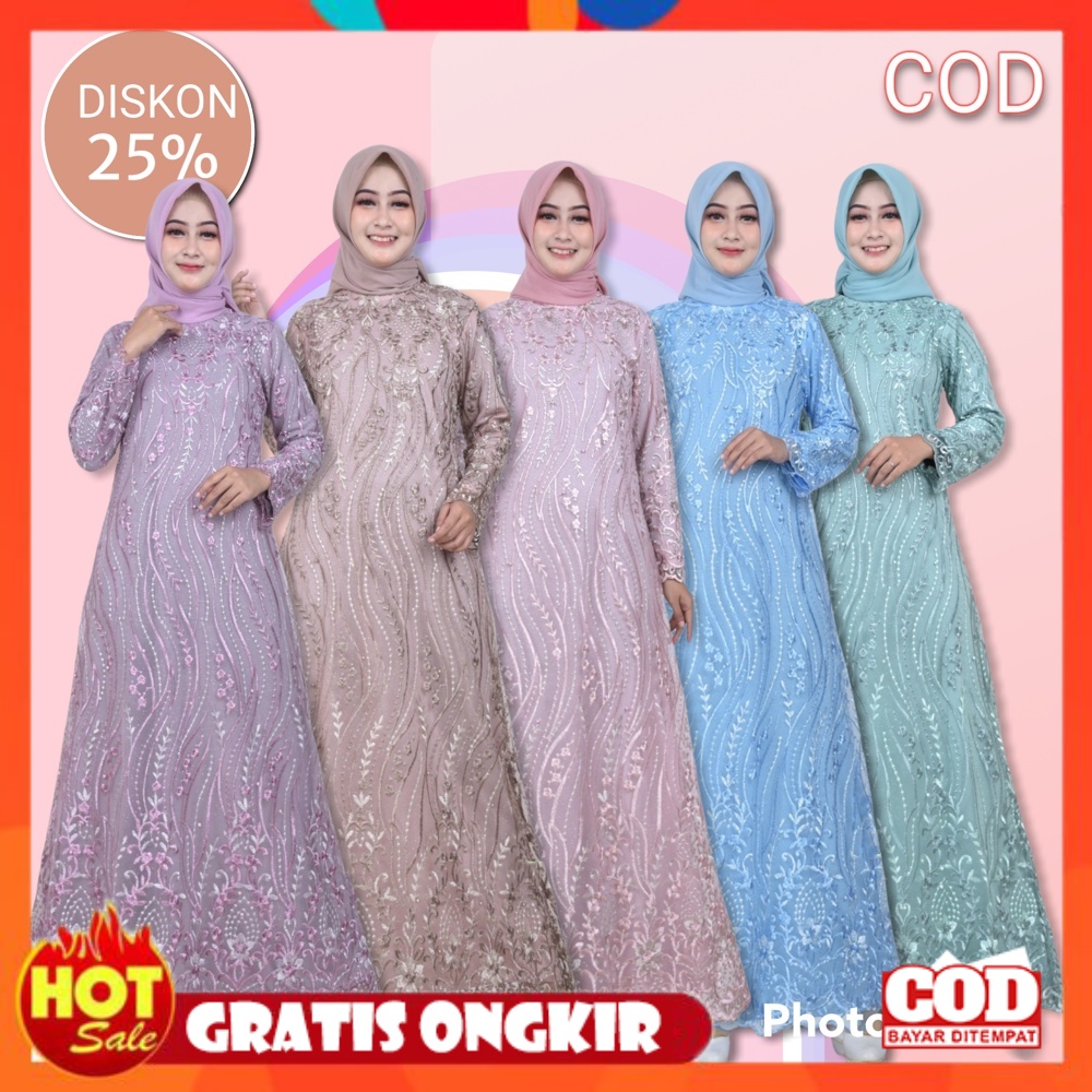 KAIN ADEM HALUS TEBAL / Gamis Pesta / Gamis brukat Jumbo Size M L XL XXL / Maxi Dress / Gamis brokat