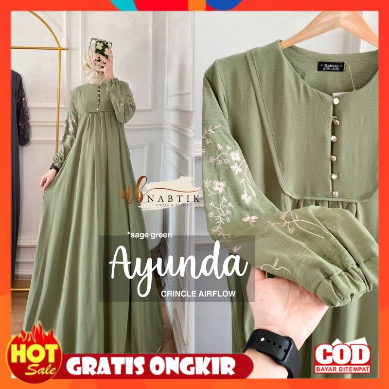 KAIN ADEM HALUS TEBAL / JS AYUNDA DRESS GAMIS LABEL JASMINE CRINKLE PREMIUM BORDIR