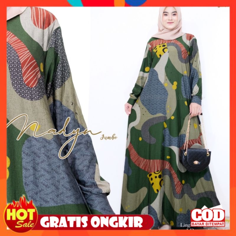 KAIN ADEM HALUS TEBAL / GAMIS MOTIF CANTIK JUMBO CALVIN JEANS LD 120 140 XXL XXXXL NADYA NINDI JUMBO