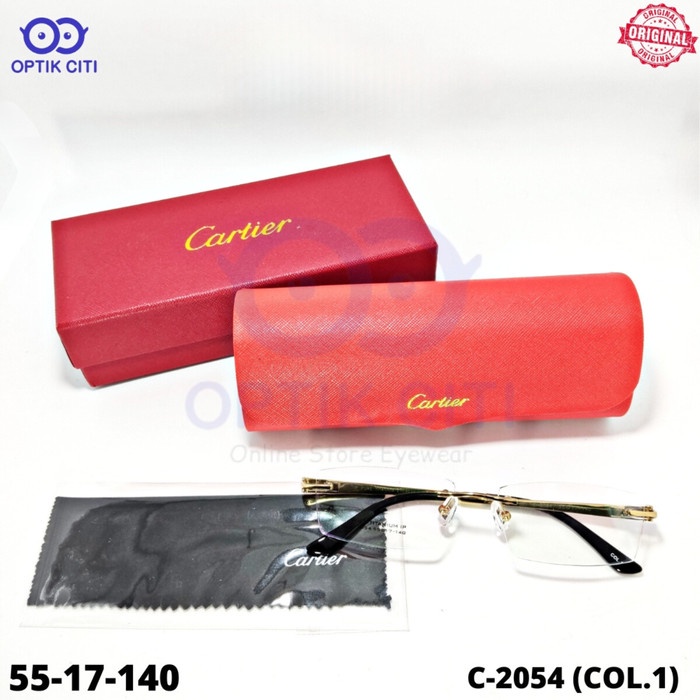 Frame Kacamata Pria Wanita Rimless Bor Titanium C-2054 C1 High Quality