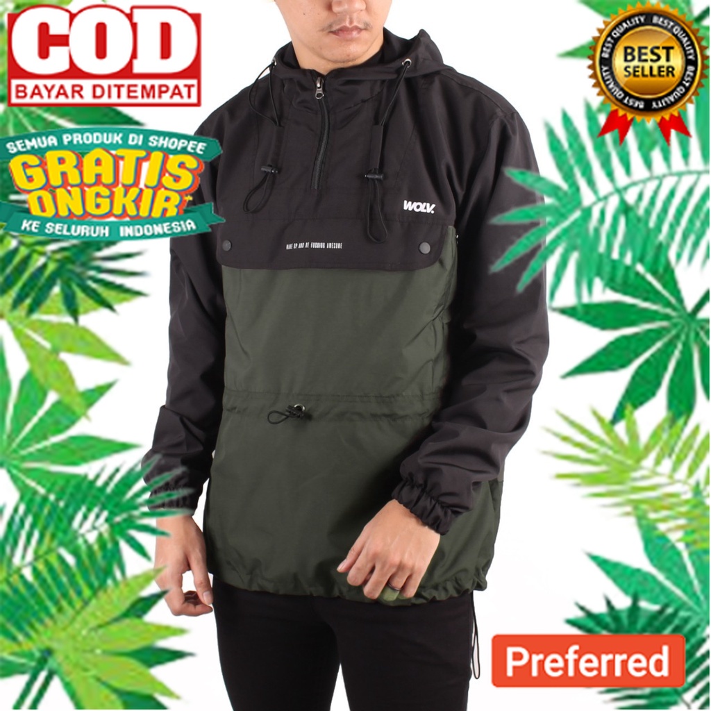 Jaket Parka Jeep Hijau Army Polos Anti Air Distro Gunung Hoodie/Kupluk bisa lepas pasang// ANAK DEWA