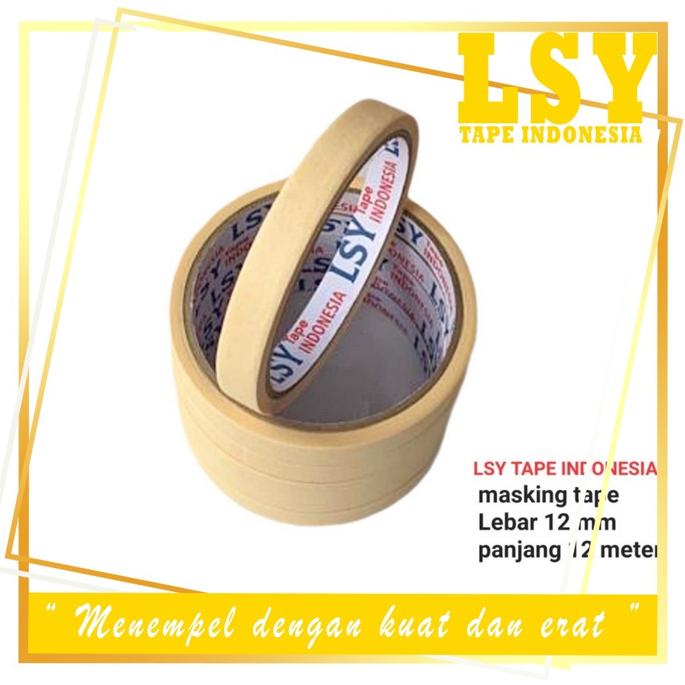 

LSY Masking Tape 12mm x 12meter Full | Lakban Kertas Perekat Serbaguna