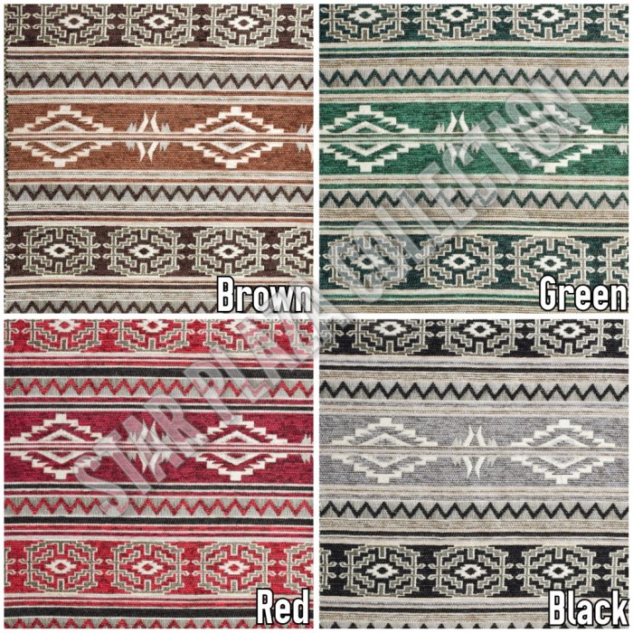 Kain Chenille Sofa / Kursi / Jok Tebal Motif Salur Klasik - Ethnic - Brown