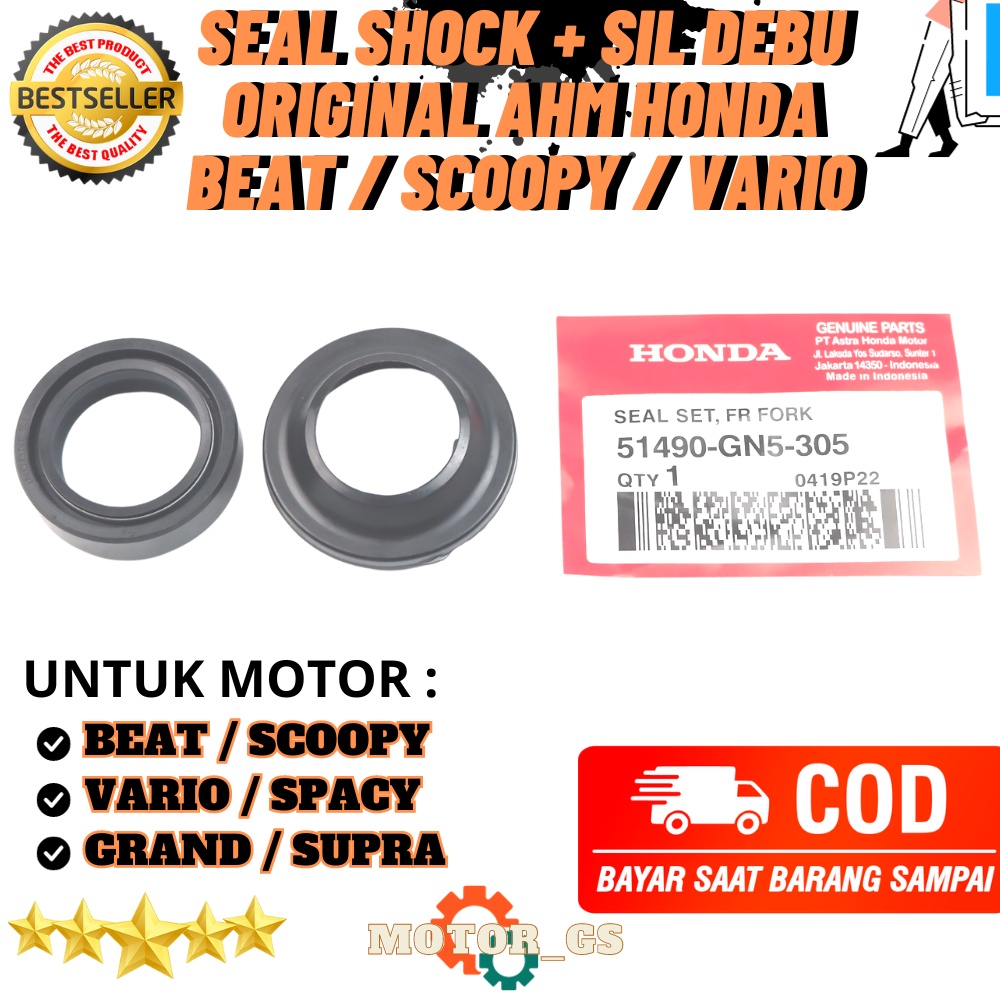 Seal Shock + Sil Debu GN5 Original AHM Honda Beat , Scoopy , Grand , Supra & Vario - 51490-GN5-305