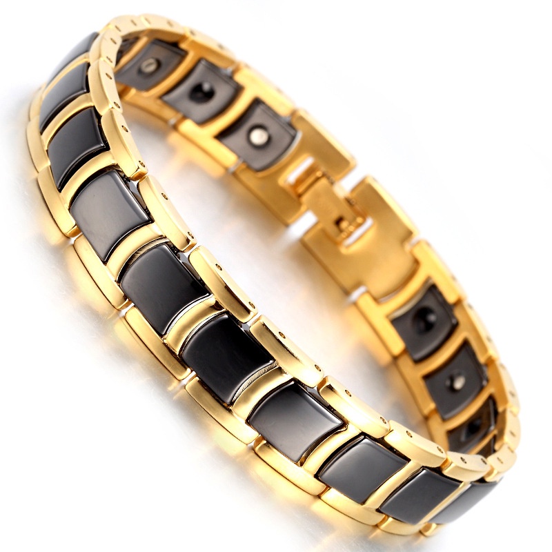 Asli Asli Keramik Stainless Steel Gelang Pria Magnetik Gelang Perhiasan Fashion Hadiah Ulang Tahun P