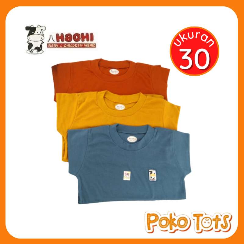 Hachi Kaos Oblong Size 30 Warna Bold Tangan Pendek Bayi dan Anak Warna Polos Warna-Warni JB