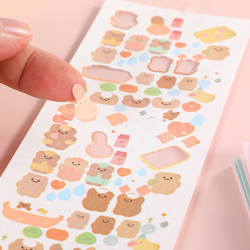 

Stiker cinta Korea ins stiker beruang laser yang lucu-LOY