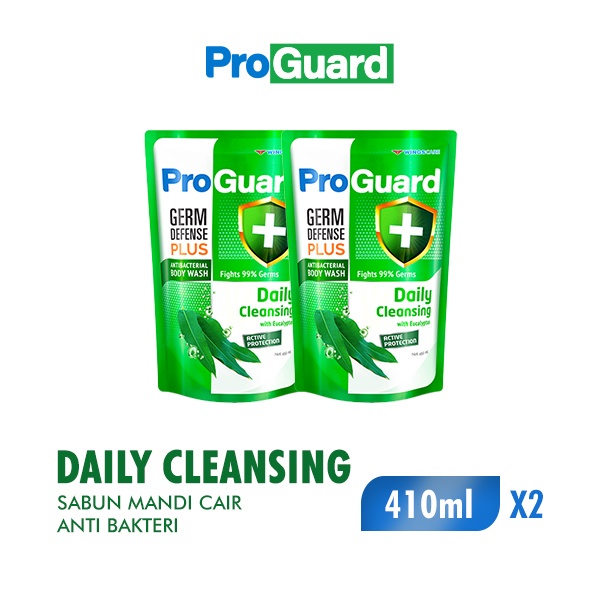 Proguard Sabun Mandi Cair Anti Bakteri Daily Cleansing Pouch 410 ml x2