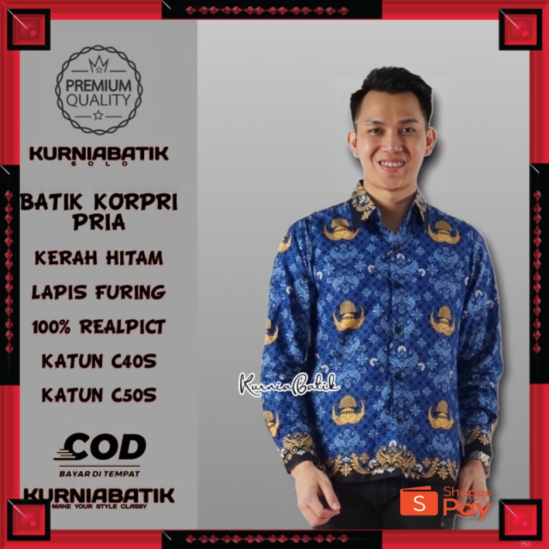 12.12 SERAGAM SALE / Kemeja Korpri Pria Terbaru Baju Korpri Cowok Kerah Hitam C50s Lapis Furing Sera