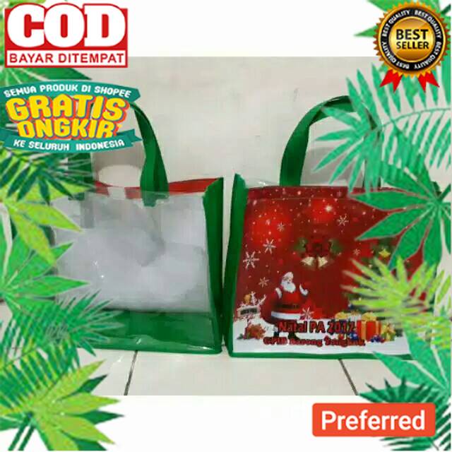 

Tas souvenir natal/tas bingkisan natal kombinasi mika custom// KOSTUM NATAL / POHON NATAL / AKSESORIS NATAL / HARI NATAL