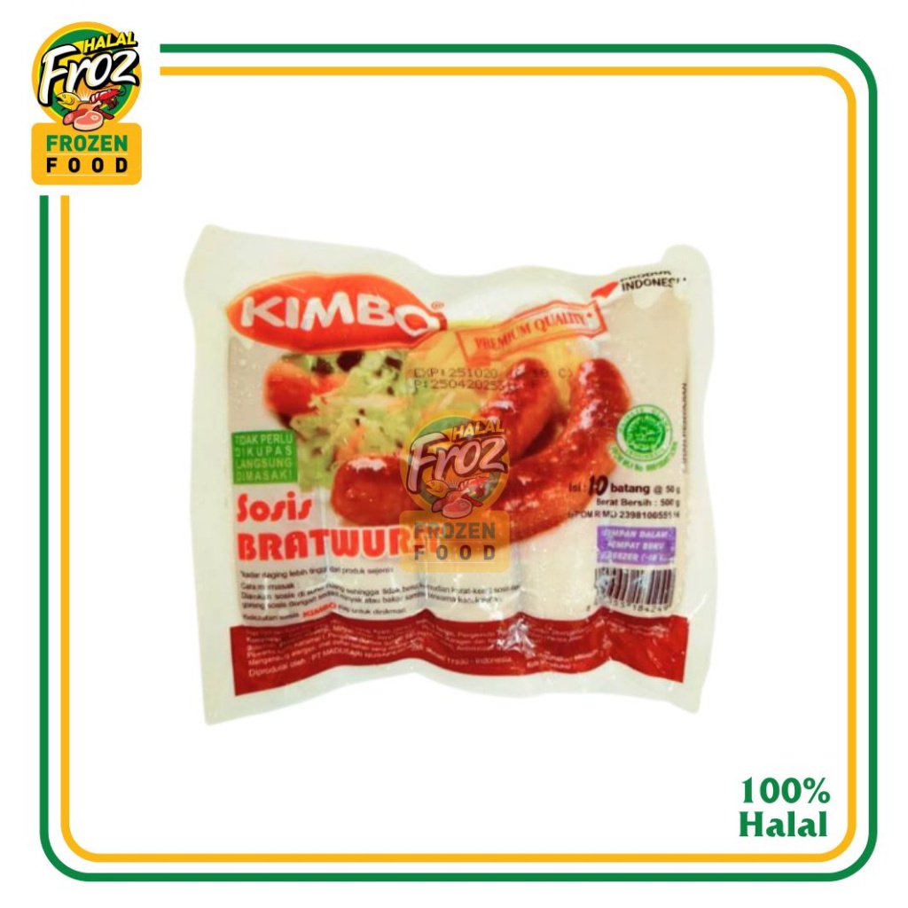 

Sosis Kimbo Bratwurst Premium Quality 10pcs 500gram HFPRS