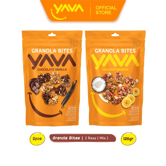 

[GOI] YAVA Paket Granola Bites Chocolate Vanilla & Coconut Banana (2 x 125g)