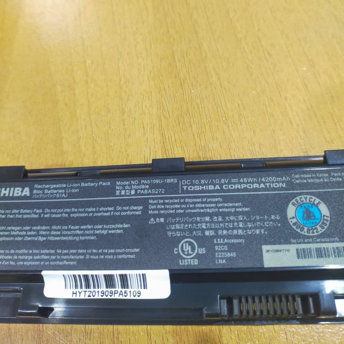 Baterai Batre  Laptop Toshiba Satellite C40 C50 PA5109 PA5109U