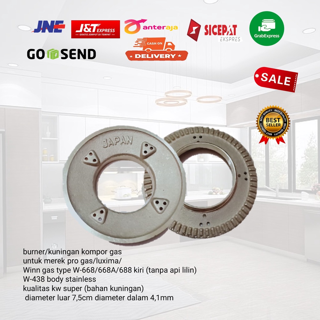 Burner kompor winn gas W688 kiri Kuningan asli dan Burner kompor winn gas W668A W668 ready