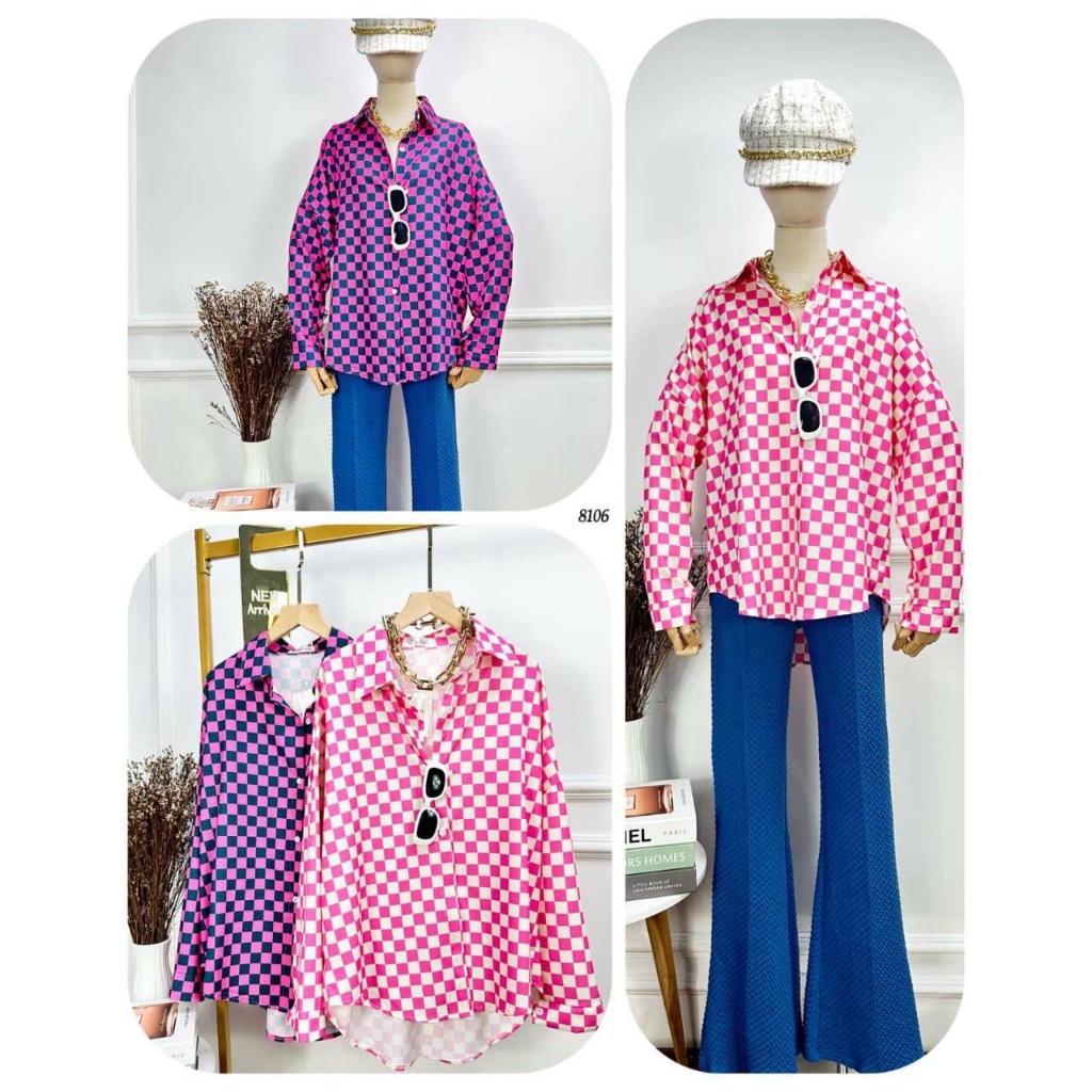 04450 KEMEJA KOTAK KOTAK OVERSIZE I KEMEJA KOTAK OVERSIZE WANITA I BAJU KEMEJA KOTAK WANITA I BAJU K