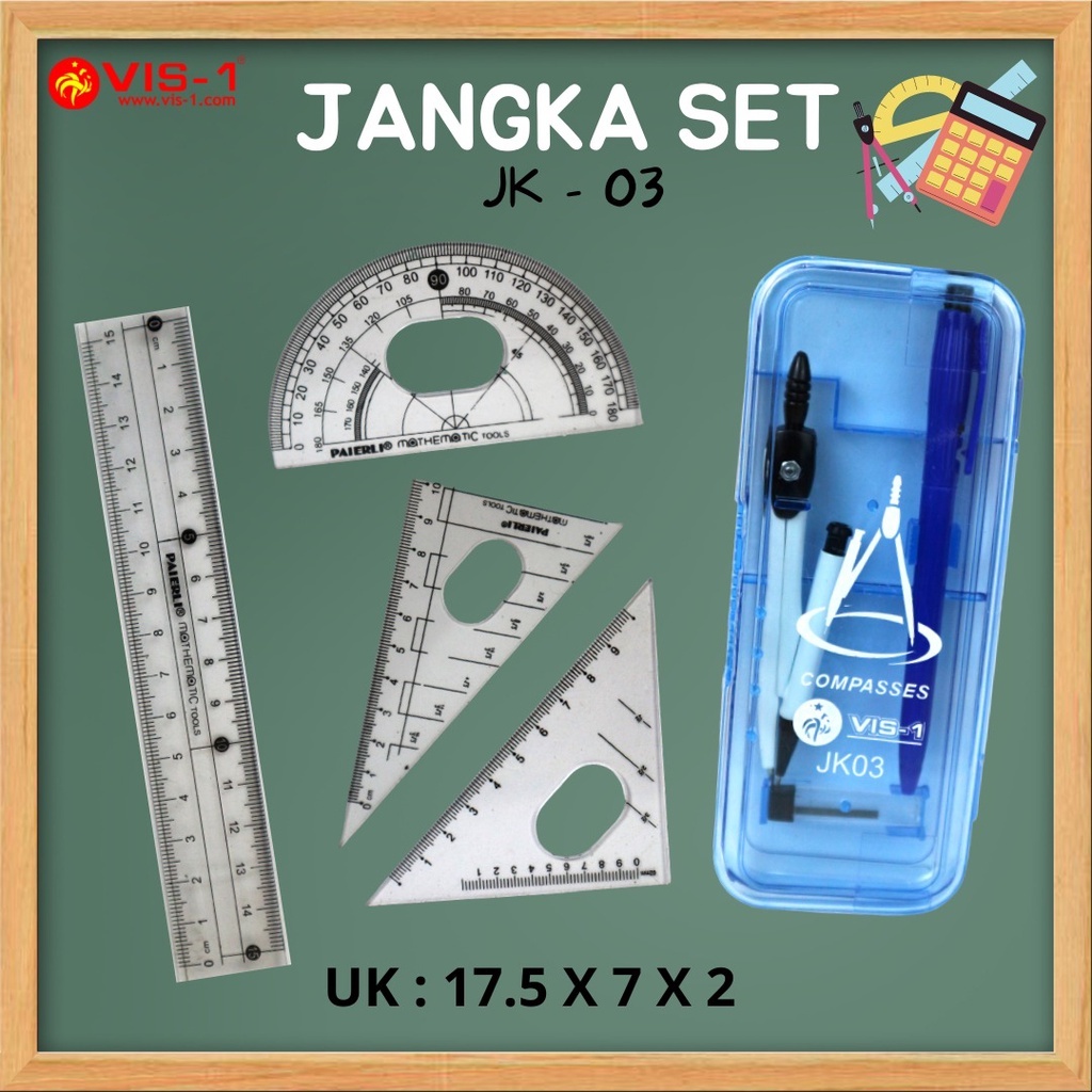 

Jangka Mekanik / Compasses + Penggaris Set Vis-1 - JK03