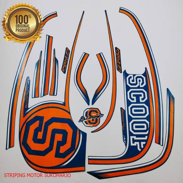(ORI) striping honda scoopy 2014 sporty    biru kualitas original