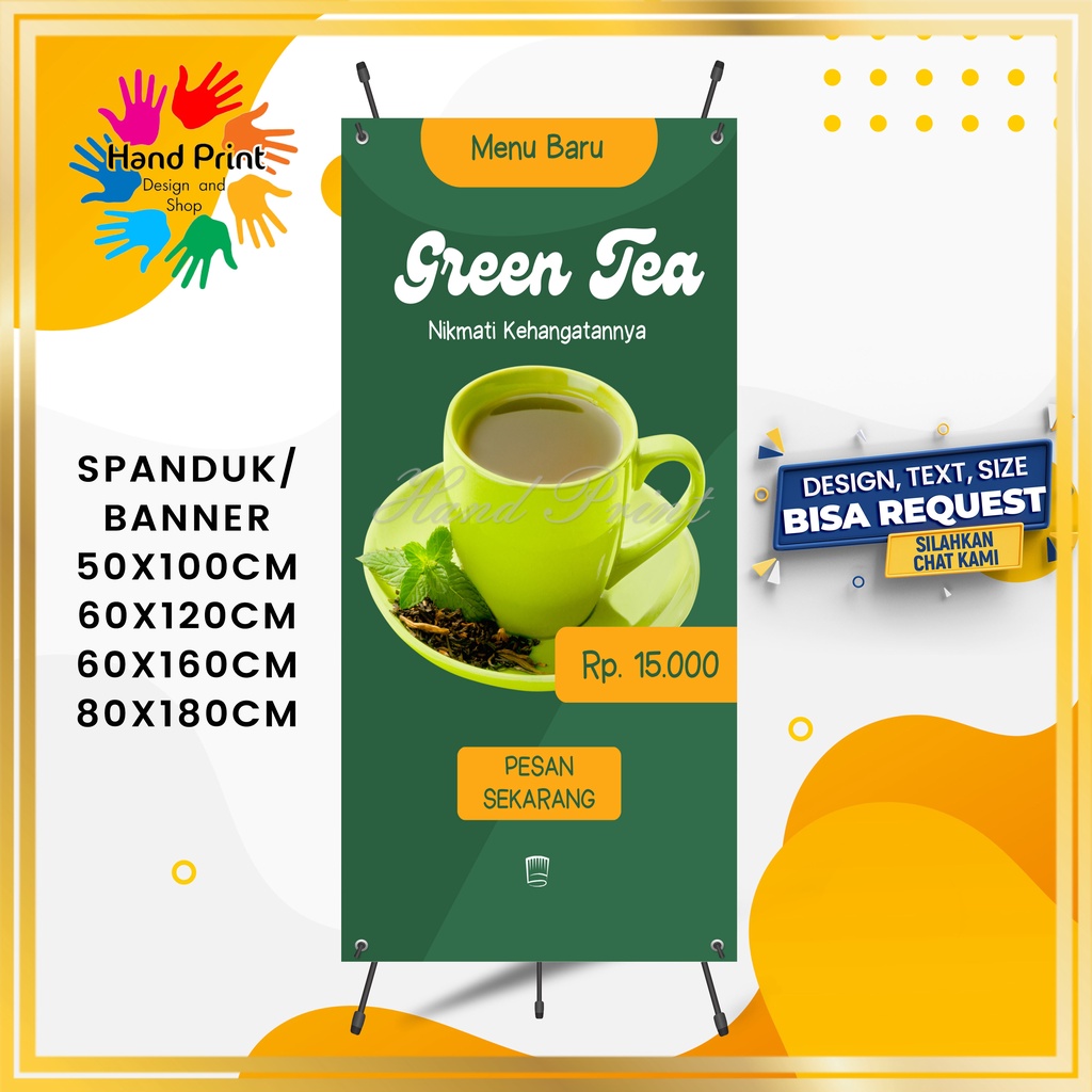 Cetak SPANDUK / BANNER Jualan Es Teh Jumbo Es Teh Manis Thai Tea Teh Anget Custom Gratis