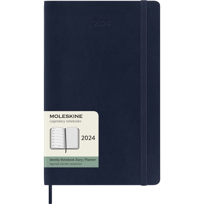 

Moleskine 2024 Weekly Planner/Agenda/Journal - Softcover Edition - Sapphire Blue, Large