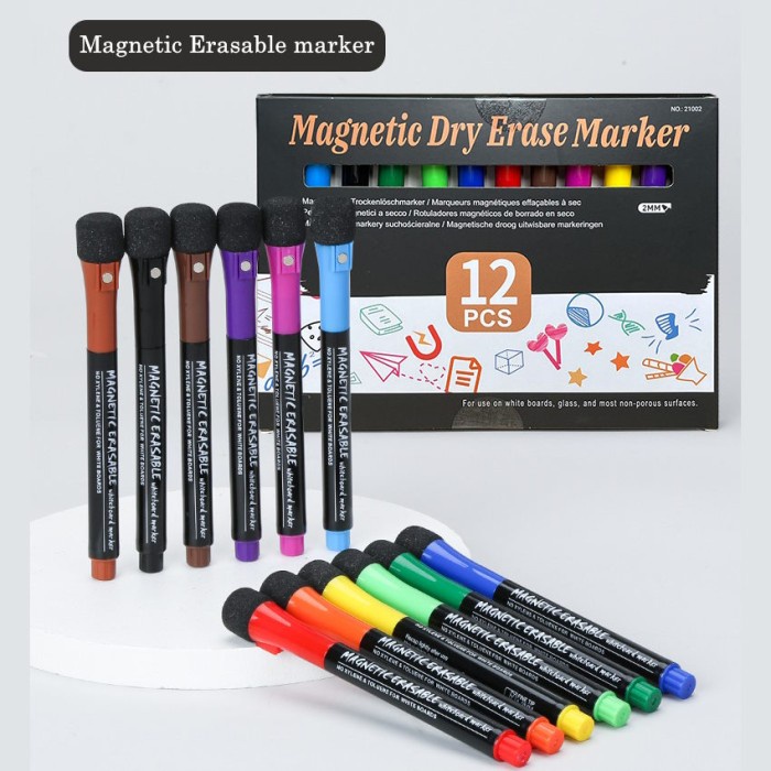 

[LOGU] Spidol 12 warna Magnetic Dry Erase Marker, Magnetic Eraseable Marker