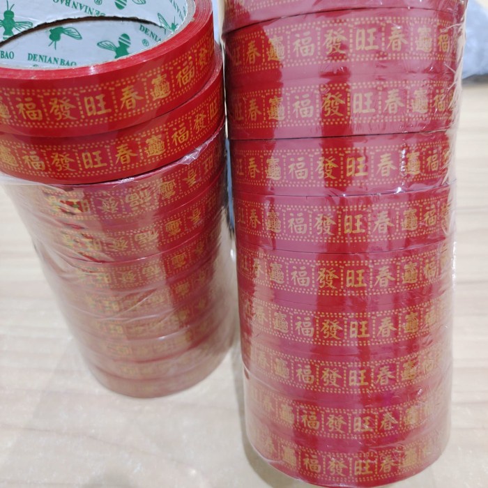 

FM - BEST SELLER Selotip Lakban Plastik Merah Buah Imlek Sincia Chinese New Year CNY