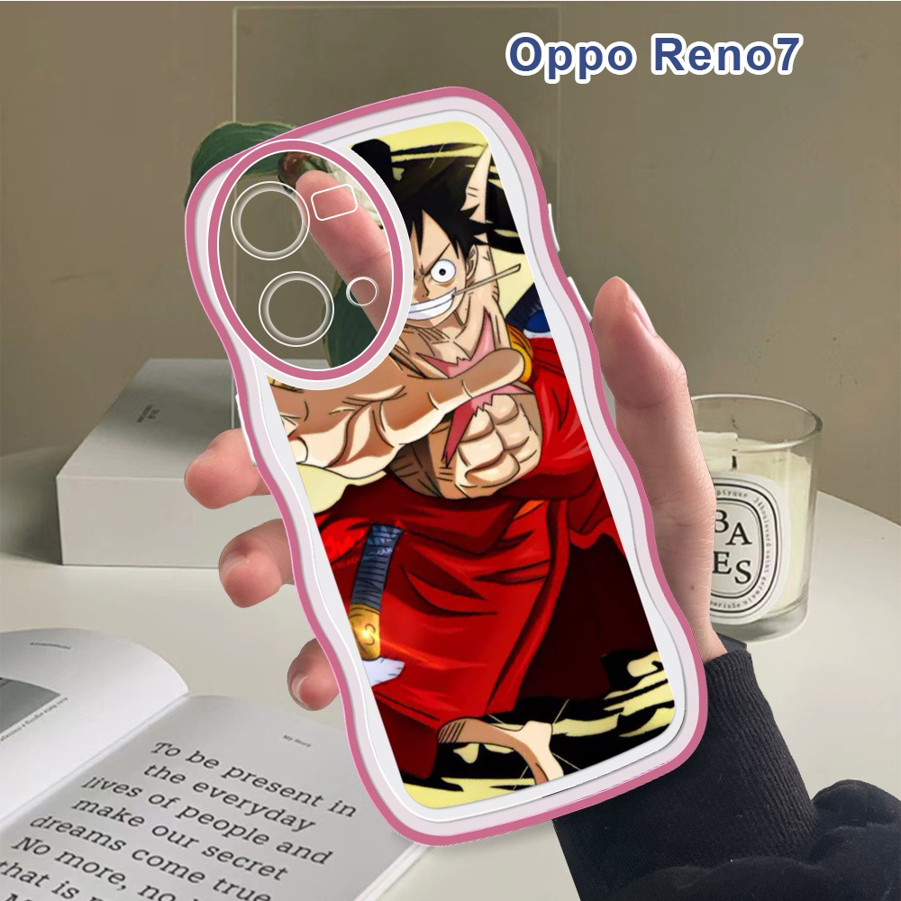 (Wave Case) Untuk OPPO Reno7 Reno7 Z 5G Reno 6 5 4 3 2Z 2F Casing Cartoon One Piece Cover Shockproof Silicone Ponsel Softcase
