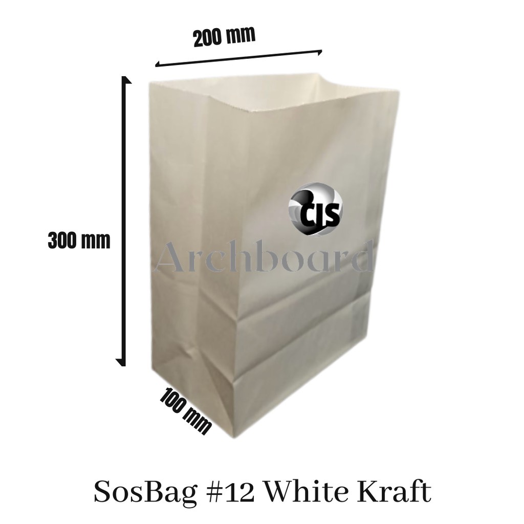 

Paper Bag Putih #12 - White Kraft Kantong Kertas Roti - 100 pcs