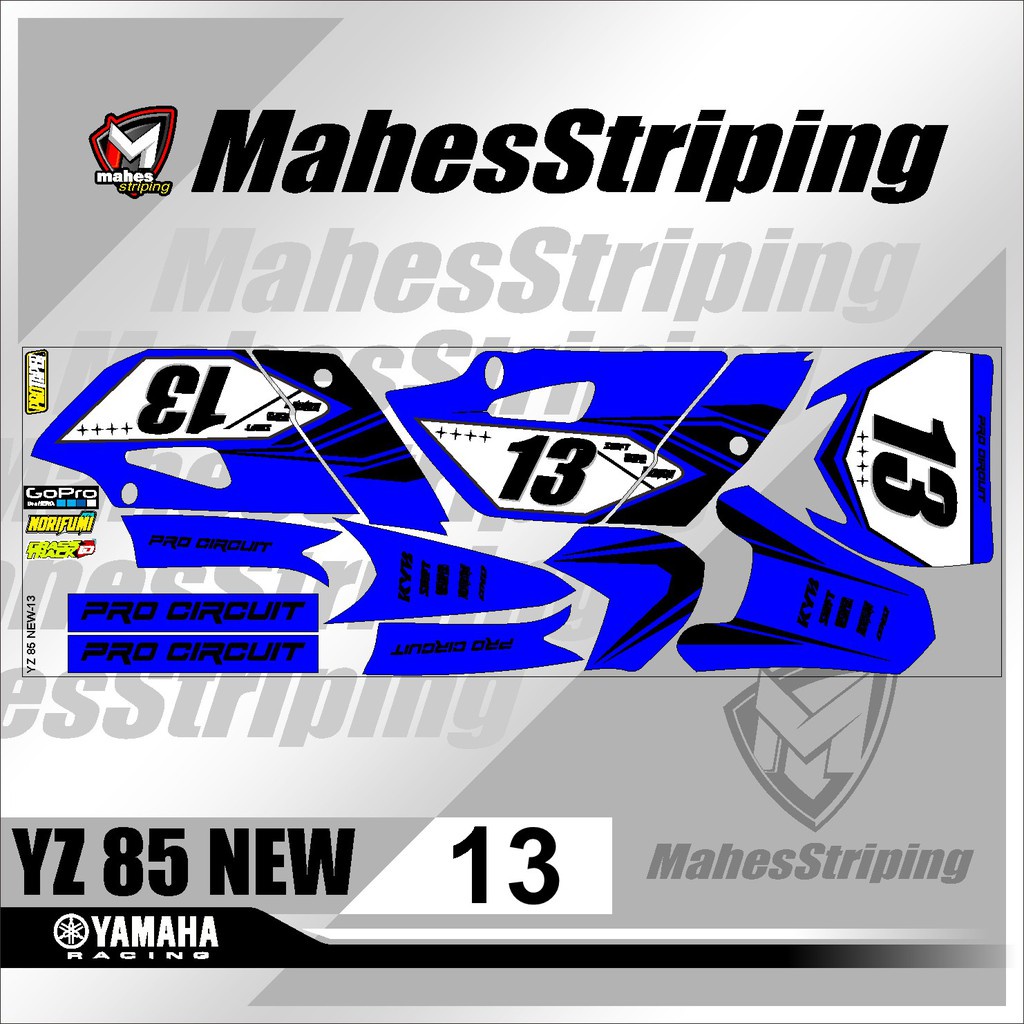 Sticker Striping Stiker Decal Variasi YZ 85 Motif Racing -13