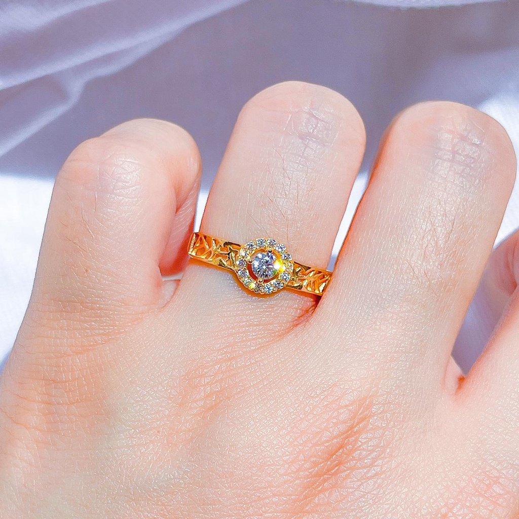 Cincin set anak dan dewasa emas asli kadar 700 70 16k solitaire bulat rantai tangan gelang serut adj