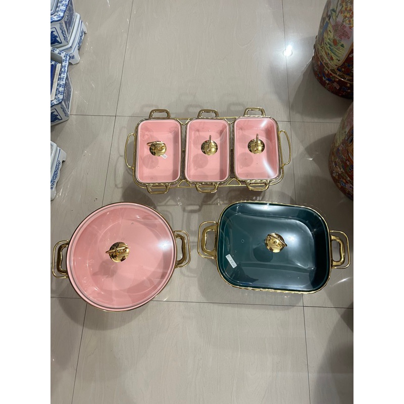 prasmanan set gandeng 3, bulat, kotak keramik