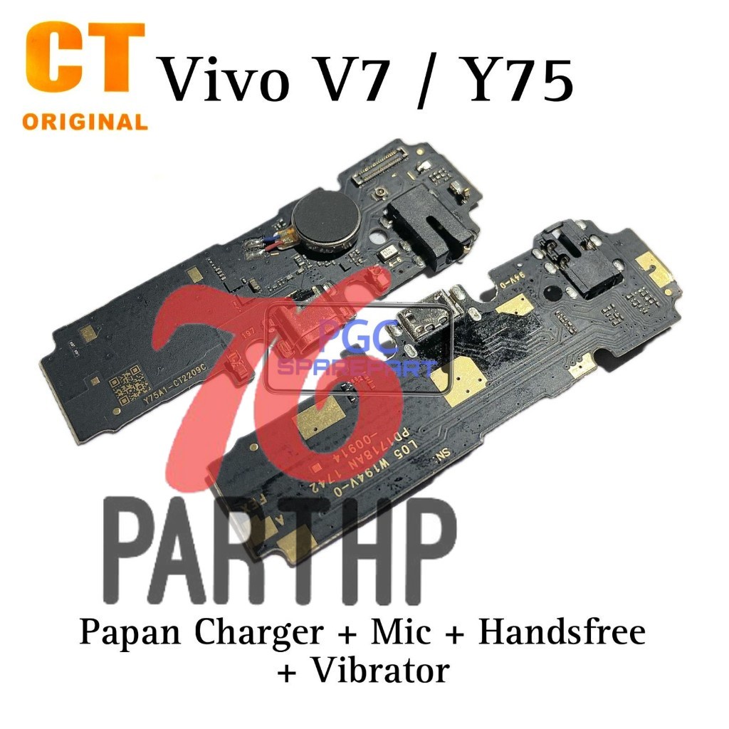 NEW Original CT Ada IC - Papan Konektor PCB Cas + Mic +  Handfree + Vibrator Vivo V7 / Y75 / 1718 - Flexible Flexibel Fleksibel Fleksible Connector Cas Charge Casan Charging Papan Mik Getar