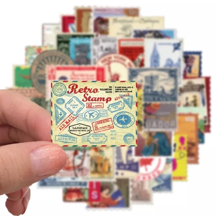 

30 pcs Sticker Vintage Retro Travel Stamp Laptop Motor Mobil