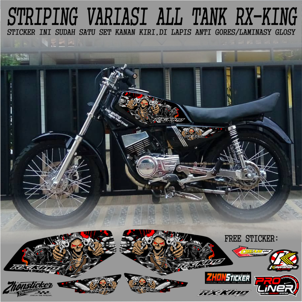 striping variasi | yamaha rx-king | motif tengkorak sticker polet tanki rx-king