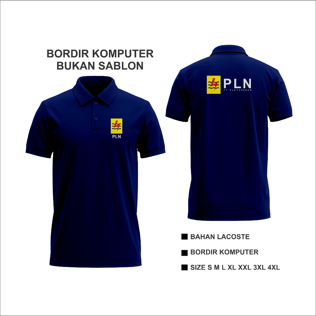 Kaos Polo Bordir Baju Pln Bordir Kaos Pln Polo Pln Bordir / Kemeja Pln Bordir 2 Wangki Bordir Murah