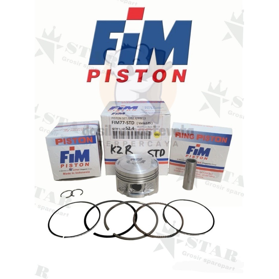 PISTON KIT VARIO TECNO 125 KZR KWN / VARIO 125 FI FIM 77 PEN 13 - STD (52,4MM)