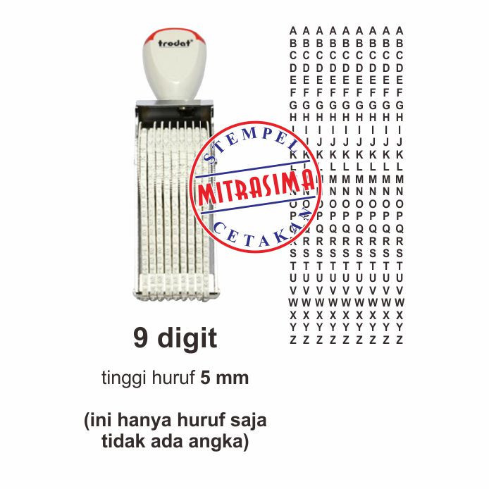 

Stempel Huruf dan Angka Merk Trodat Trade Mark buatan Austria - 3 mm 12 digit