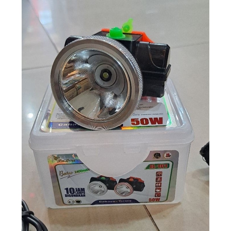 senter kepala jinlong jl 101 cahaya putih 50W / senter kepala jinlong bagus / senter kepala jinlong 