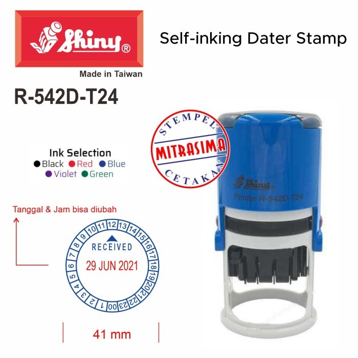 

Stempel Shiny R-542D-T24 Received dengan tanggal dan Jam - Standar