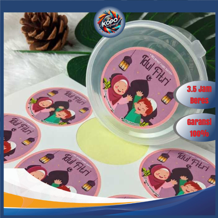 

KOPO 2-4 Cetak Sticker Label Bulat Idul Fitri Stiker Lebaran Toples Label Kue Lembaran A3+