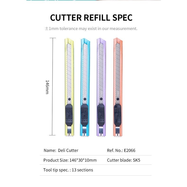 

DELI CUTTER KECIL PISAU CUTTER BESI ALAT KEPERLUAN KANTOR E2066