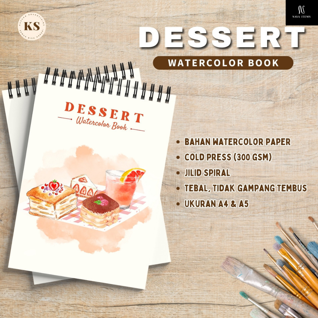 

Watercolor Book Dessert Buku Sketsa Mewarnai Remaja Dewasa Buku Gambar A4 A5 Cold Press 300gsm Acid Free Tebal