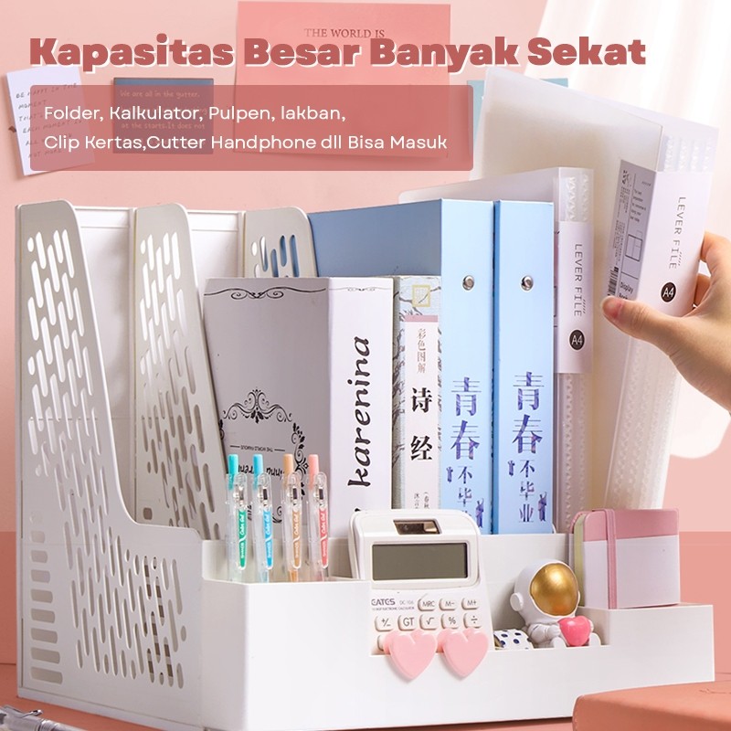 

Rak Buku Desktop Organizer File Dengan Tempat Pena Tempat Buku Tempat Penyimpanan